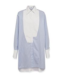Loewe Women's Striped Plastron Shirt In Cotton Blue