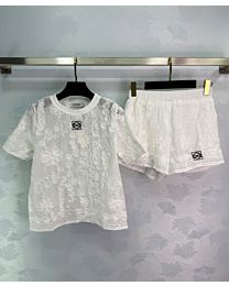 Loewe Women's Embroidered Top And Shorts Set White