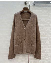 Loro Piana Wool Blend Cardigan Coffee