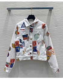Louis Vuitton Women's Printed Denim Jacket White