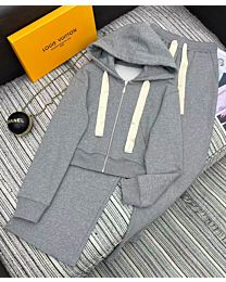 Louis Vuitton Women's Women's Loose-Fitting Hoodie And Zip-Up Sweatpants Set Gray