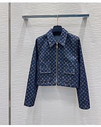 Louis Vuitton Women's Monogram Jacquard Denim Jacket Blue