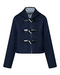 Louis Vuitton Women's Short Hooded Duffle Coat Dark Blue