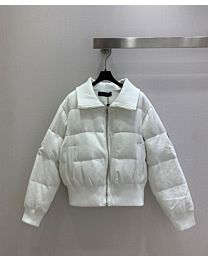 Louis Vuitton Women's Slim-Fit Leather Patchwork Warm Coat White