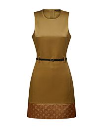 Louis Vuitton Women's Bi-Material Belted Dress Apricot