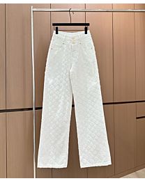 Louis Vuitton Women's Three-Dimensional Jacquard Jeans White