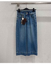 Louis Vuitton Women's High-Waisted Wide-Leg Jeans Blue