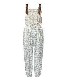 Louis Vuitton Women's Floral Print Leather Strap Jumpsuit White