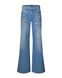 Louis Vuitton Women's Signature Sequin Accent Flared Jeans Blue