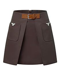 Louis Vuitton Women's Monogram Accent Mini Skirt Coffee