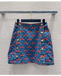 Louis Vuitton Women's Folded Denim Mini Skirt Blue