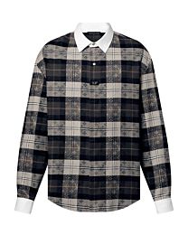 Louis Vuitton Women's Color Block Collar Flannel Polo Shirt Dark Coffee