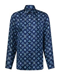 Louis Vuitton Women's Nouveau Monogram Silk Shirt Blue