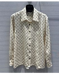 Louis Vuitton Women's Monogram Silk Shirt Cream