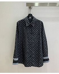 Louis Vuitton Women's Monogram-Print Silk Shirt Black
