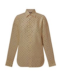 Louis Vuitton Washed Monogram Silk Shirt Coffee