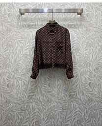 Louis Vuitton Letter Print Hem Lace Panel Shirt