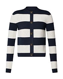 Louis Vuitton Women's Openwork Striped Knit Cardigan Cream