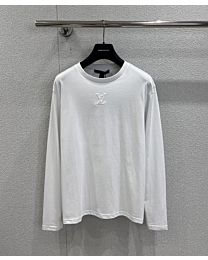 Louis Vuitton Letter Logo Round Neck T-Shirt White