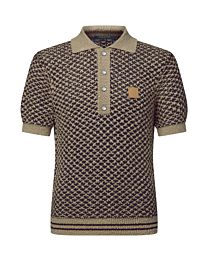 Louis Vuitton Women's Short-Sleeved Knitted Mesh Polo Apricot
