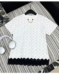 Louis Vuitton Women's Printed Lace T-shirt White