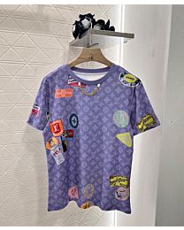 Louis Vuitton Women's Printed Badge T-shirt Purple