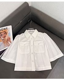 Louis Vuitton Women's Cropped Flap Pocket Shirt White