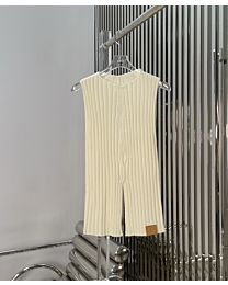 Louis Vuitton Ribbed-Knit Slit Top Cream
