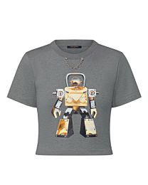 Louis Vuitton Women's Robot Pattern Cropped Top Grey