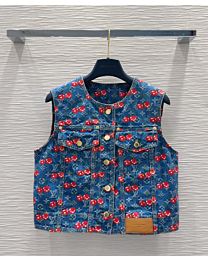 Louis Vuitton Women's Cherry Letter Jacquard Sleeveless Vest Blue