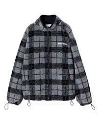 Miu Miu Women's Checked Teddy Zipper Jacket Gray