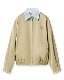 Miu Miu Women's Check Collar Bomber Jacket Apricot
