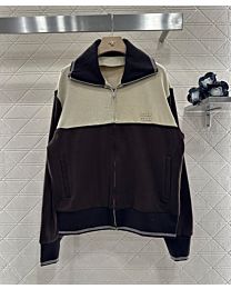 Miumiu Women's Letter Patch Logo Jacket Dark Coffee