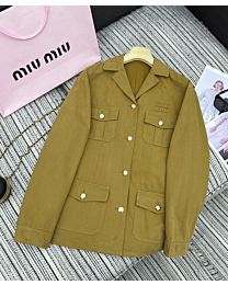 Miumiu Women's Garment-Dyed Cotton Satin Jacket Apricot