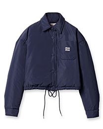 Miu Miu Women's Navy Panama Cotton Blouson Jacket Dark Blue