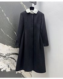 Miu Miu Women's Patchwork Neckline Pleated Dressv Black