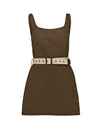 Miu Miu Women's Khaki Old Gabardine Mini-Dress Coffee