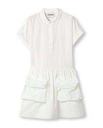 Miu Miu Women's Slubbed Poplin Dress White