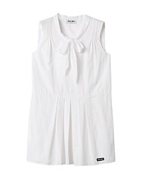 Miu Miu Women's Slubbed Poplin Dress White