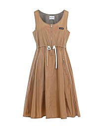 Miu Miu Drawstring Waist Midi Dress Coffee