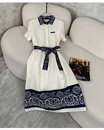 Miumiu Women's Contrast Color Lapel Dress White