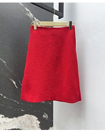 Miumiu Women's Lapel Wool Coat With Half Skirt Suit Red