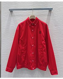 Miumiu Women's Scarlet Heavy Poplin Blouson Jacket Red