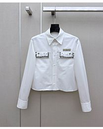 Miu Miu Women's Cropped Cotton Shirt White