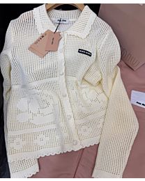 Miu Miu Women's Open-knit Cardigan Cream