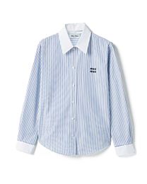 Miu Miu Women's Striped Poplin Shirt Blue