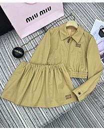 Miu Miu Women's Lapel Jacket And Short Skirt Suit Apricot