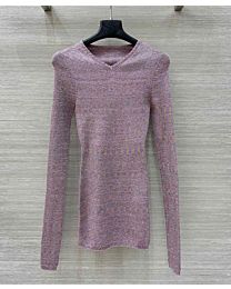Miumiu Women's Slim V-neck Wool Base Top Purple