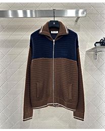 Miu Miu Women's Color-Blocked Knit Zip-Up Jacket Coffee