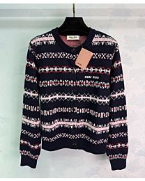 Miu Miu Women's Jacquard Knit Cardigan Black